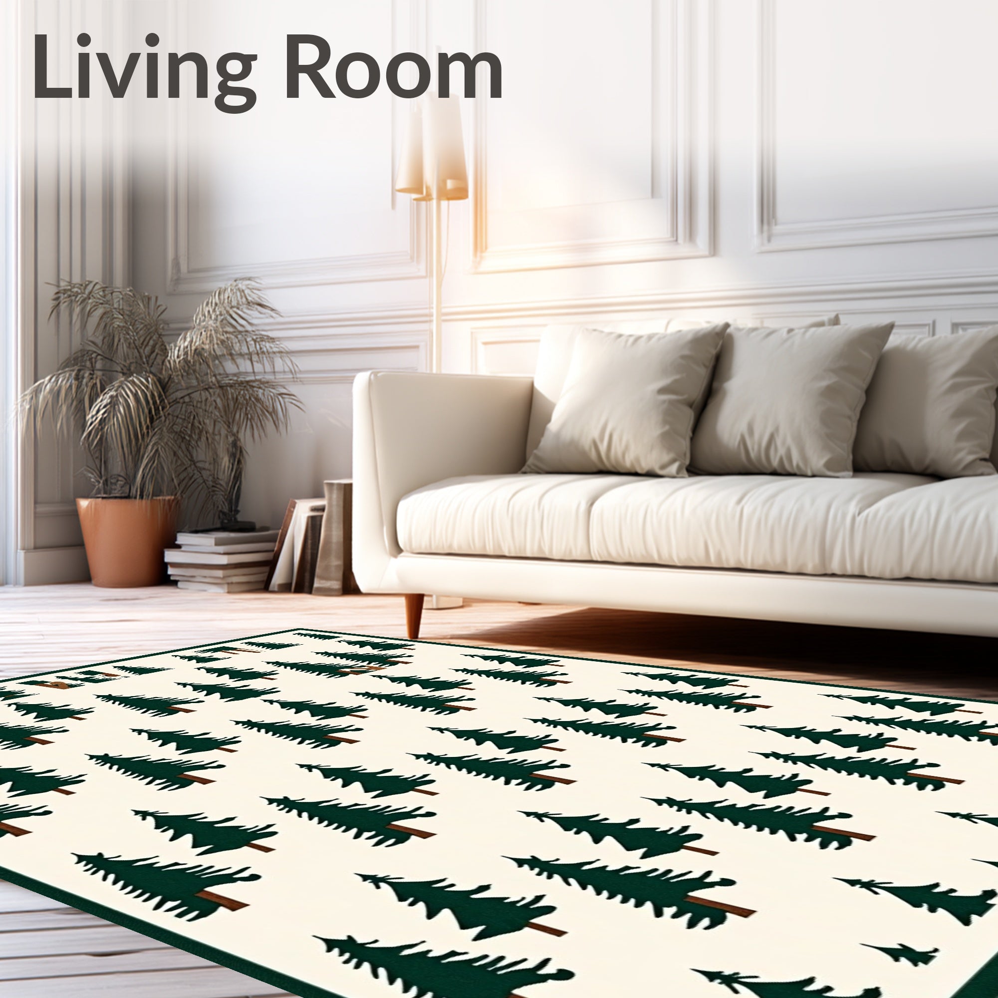 Forest Evergreen Tree Repeating Pattern Rug