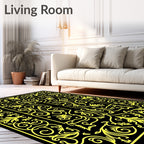 Yellow Floral Vine Frame Rug