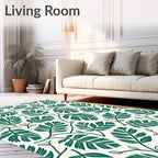 Deep Emerald Foliage Branch Art Rug