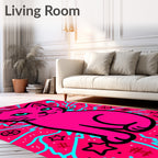 Bright Pink Feline Cosmic Whimsy Rug