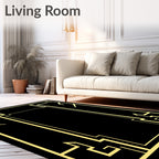 Elegant Gold Rectangular Art Deco Frame Rug