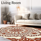 Terracotta Medallion Corner Radiating Folk Art Rug