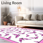Pink Butterfly Swarm Composition Rug