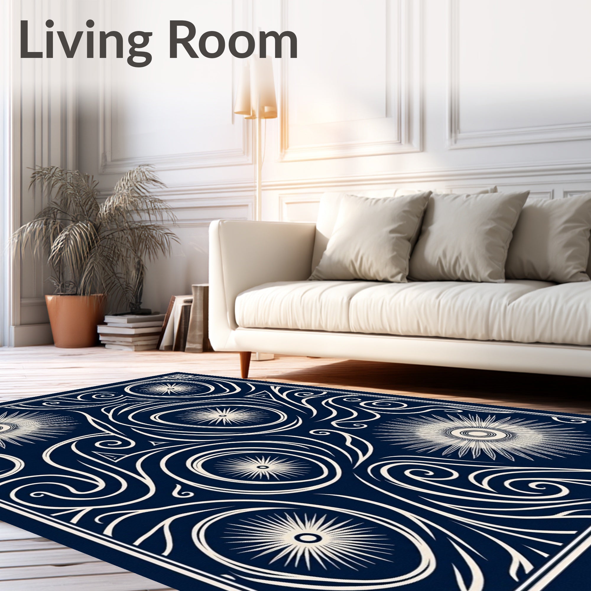 Celestial Starburst Navy Textile Rug