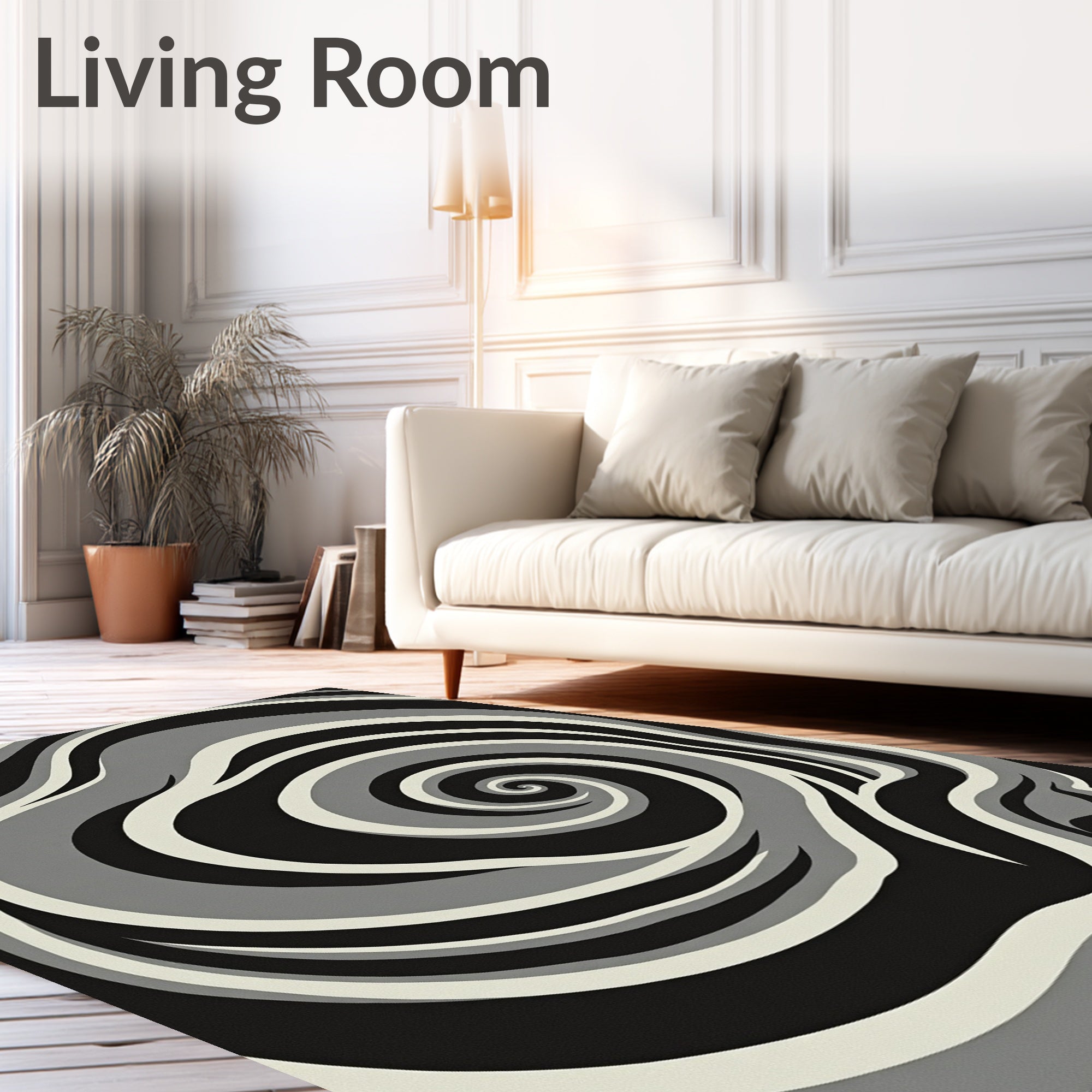 Monochromatic Swirl Abstract Rug