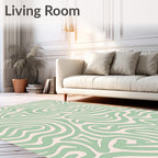 Mint Green Swirl Abstract Rug