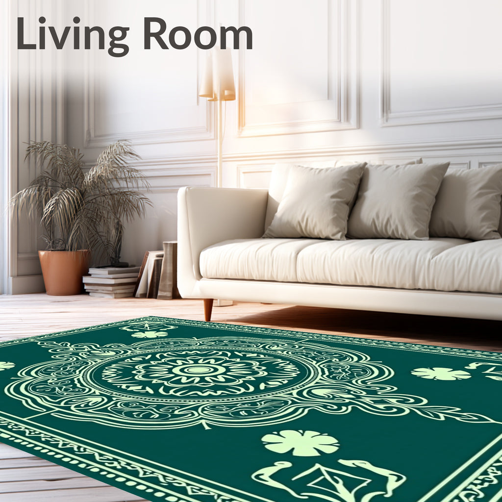 Teal Blooming Mandala Medallion Rug