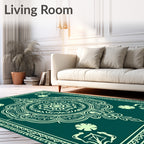 Teal Blooming Mandala Medallion Rug