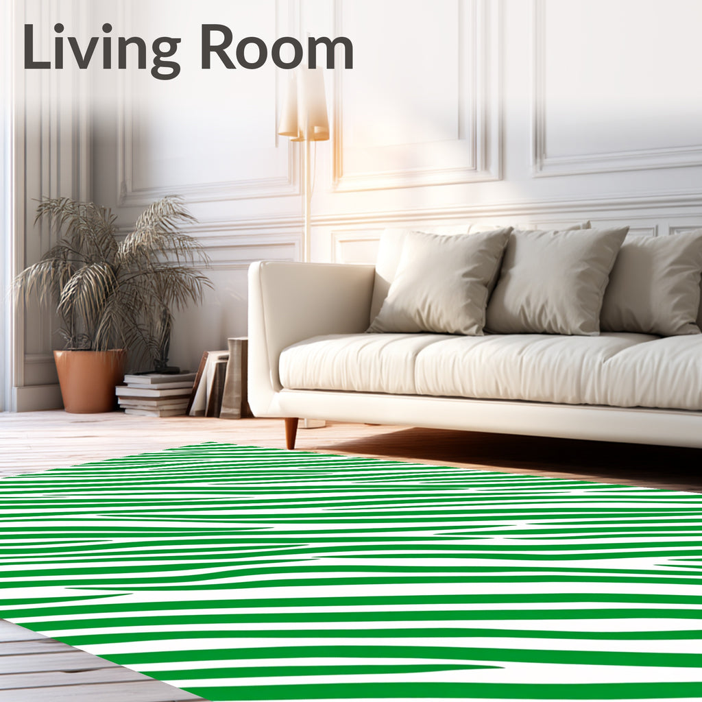 Vibrant Green Zebra Stripe Rug