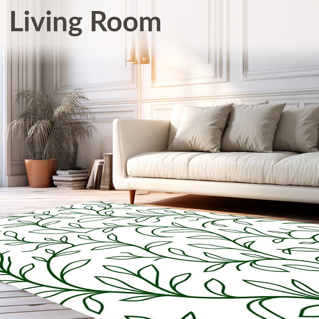 Dark Green Twining Leaf Vine Rug