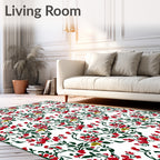 Red Green Floral Vine Arrangement Rug