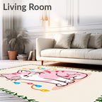Pink Kitten with Festive Lights Border Rug