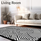 Striped Black White Labyrinth Rug