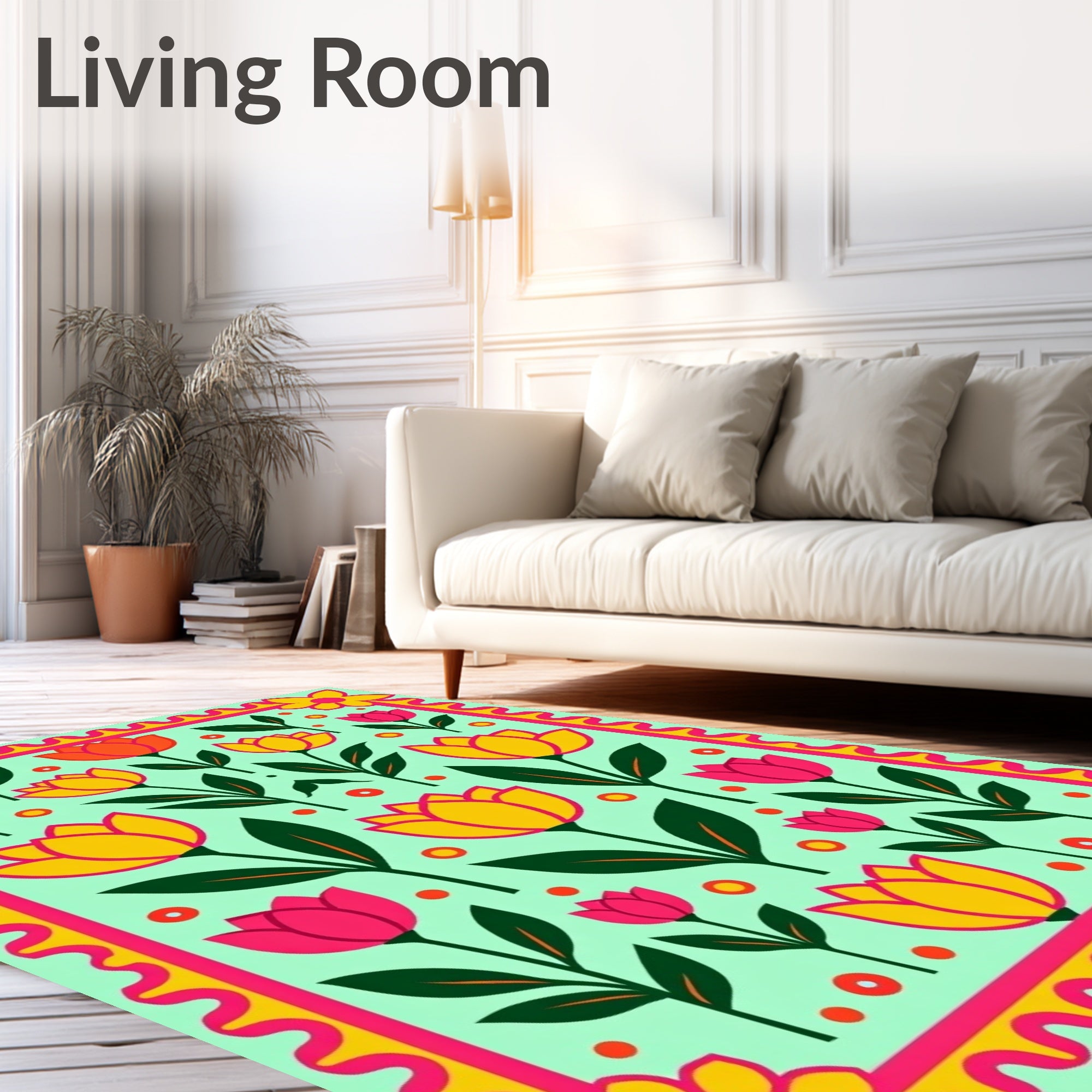 Bold Floral Garden Border Rug