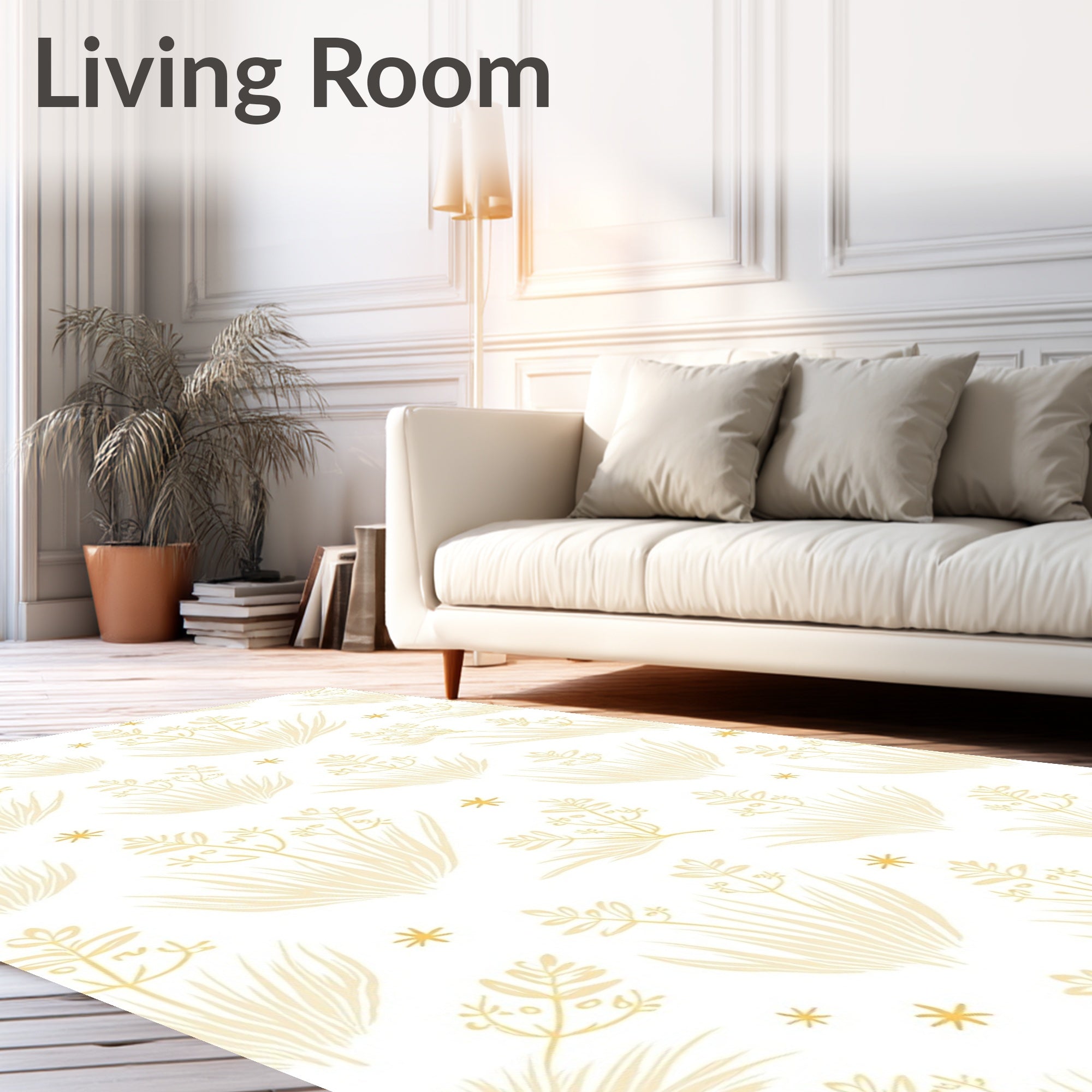 Golden Grassland Floral Starburst Arrangement Rug