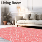 Coral White Line Art Repeating Figures Rug