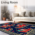 Festive Santa Sleigh Midnight Garland Rug