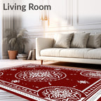 Deep Red Medallion Floral Borders Rug