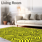 Bright Yellow Swirling Lines Abstract Artwork Rug