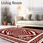 Deep Red Ivory Geometric Diamond Rug