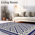 Navy Blue Intricate Geometric Medallion Rug