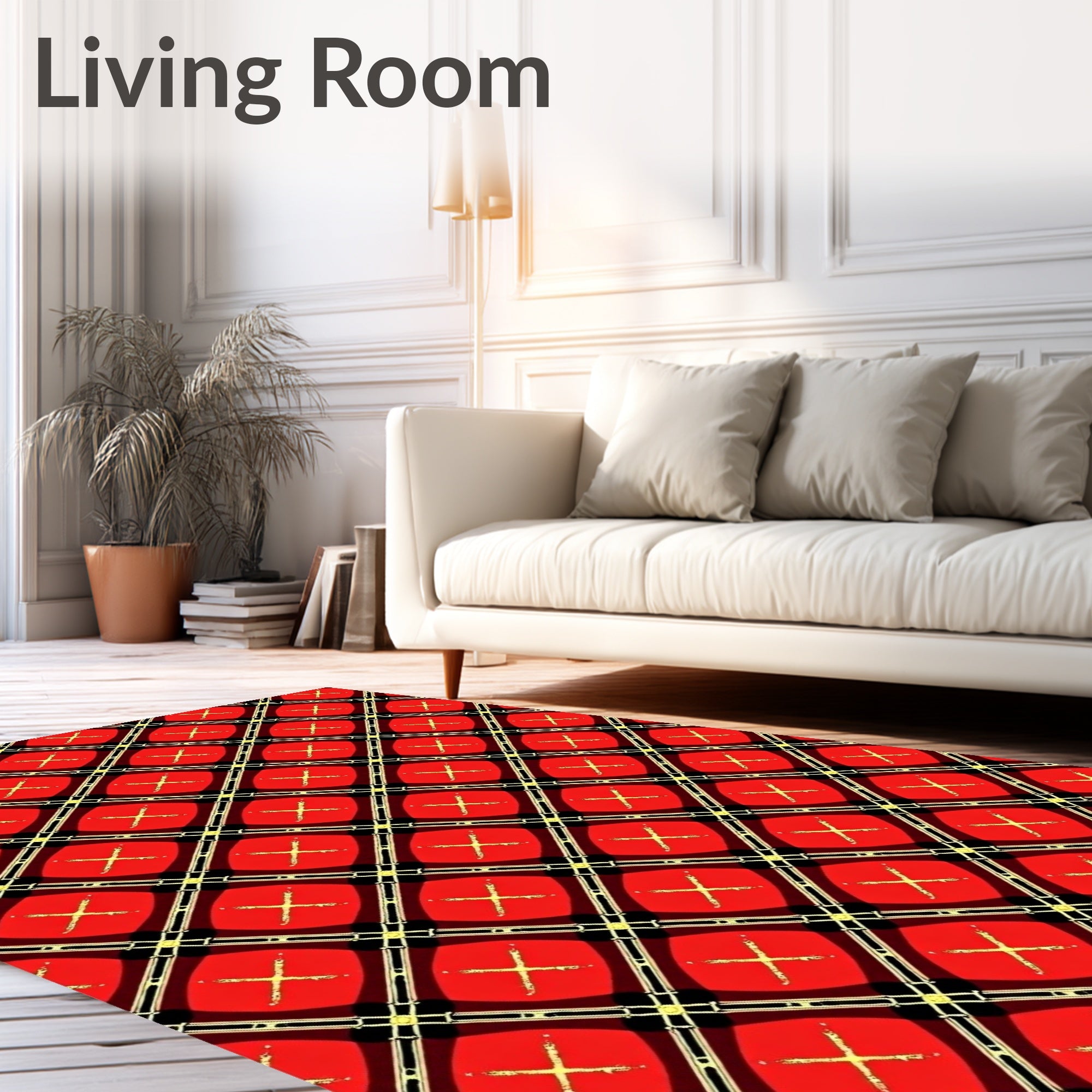 Bold Red Tartan Diamond Rug