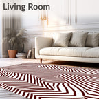 Deep Crimson Wavy Geometric Abstraction Rug