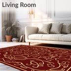 Crimson Gold Floral Scrolling Rug