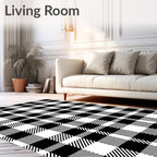Classic Black White Buffalo Check Rug