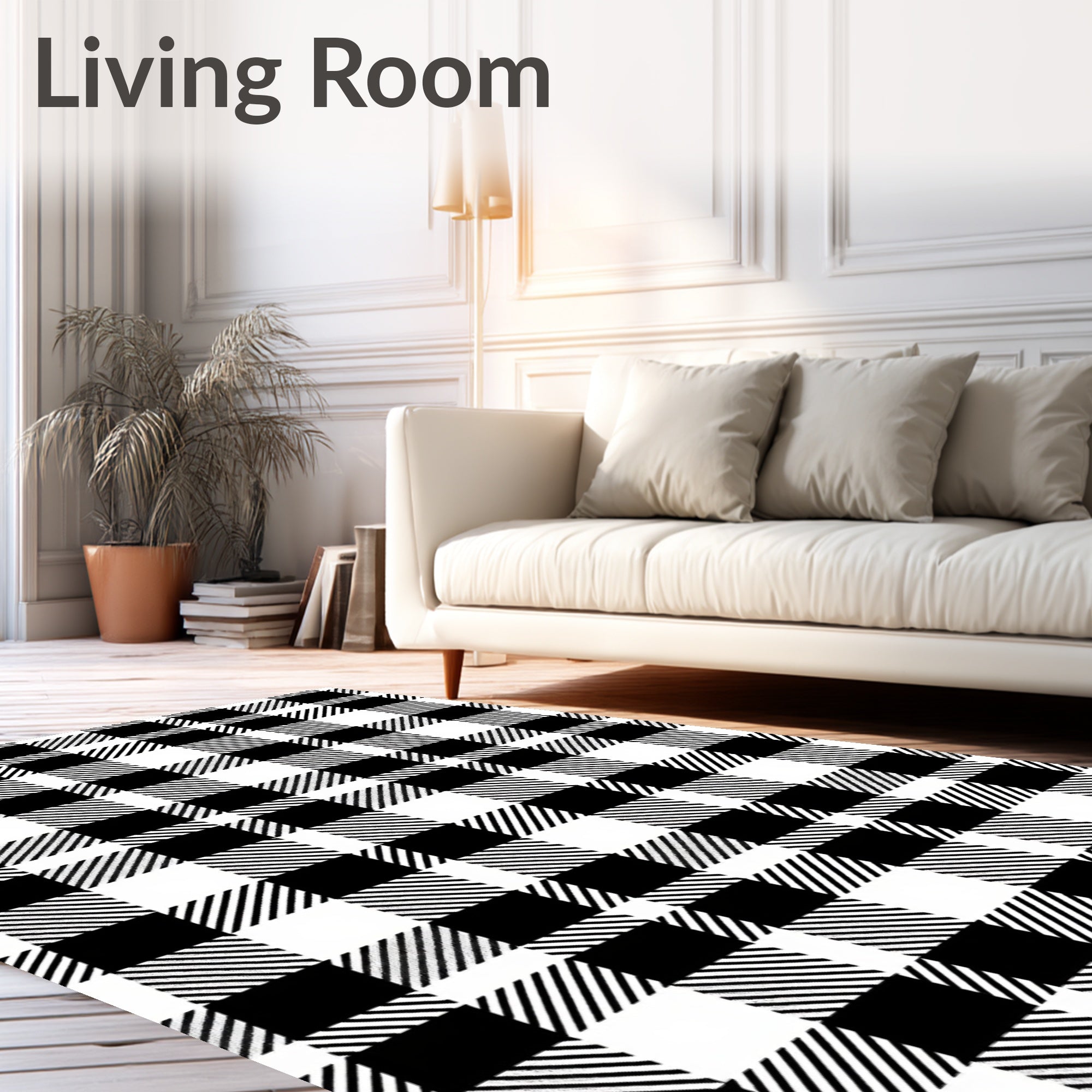 Classic Black White Buffalo Check Rug
