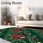 Red White Berry Branch Swirl Rug