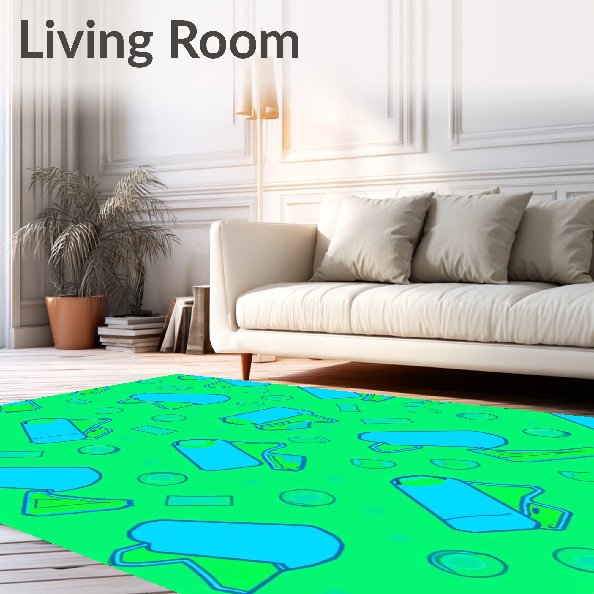 Bright Teal Abstract Cylinder Scatter Rug