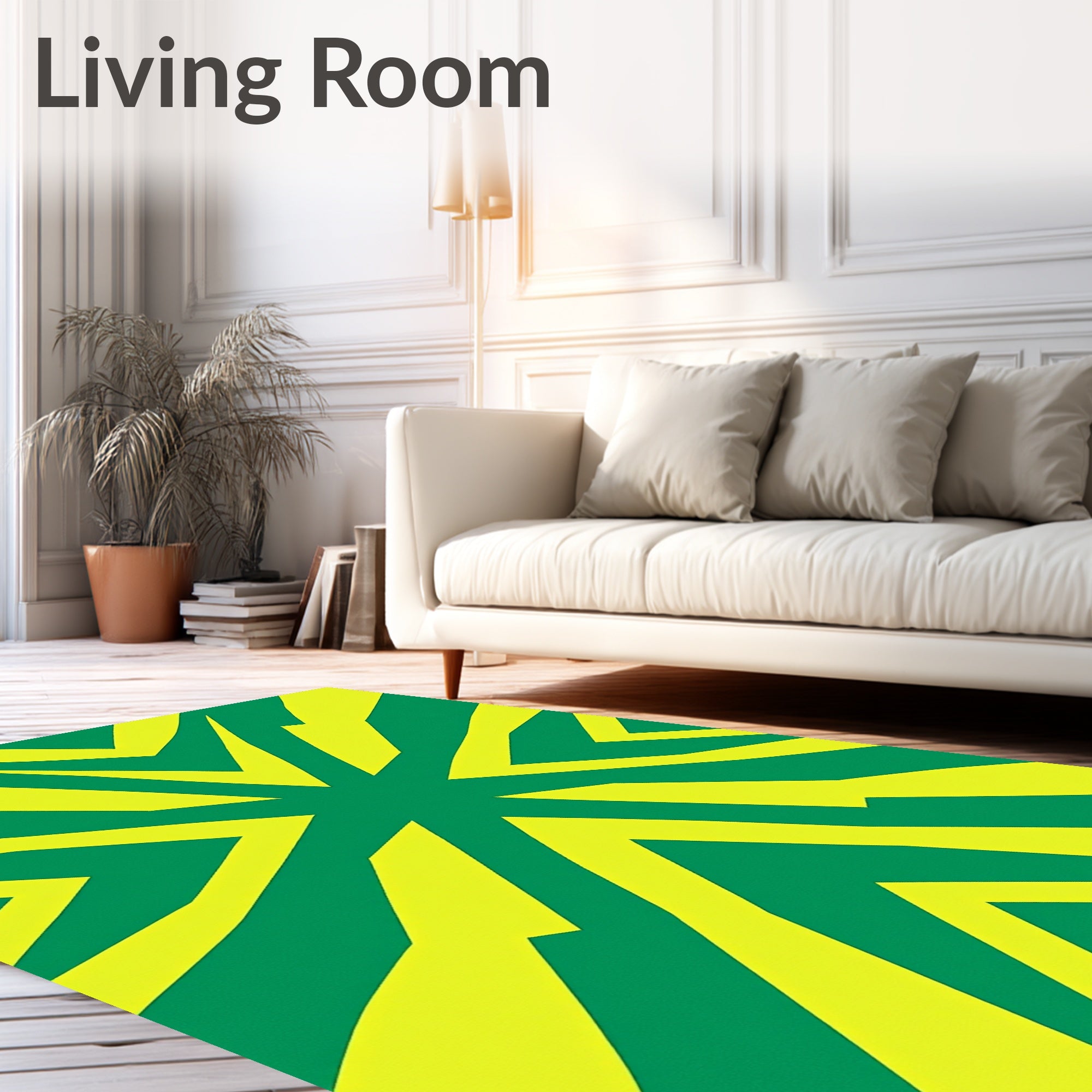 Green Yellow Burst Geometric Rug