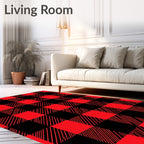 Classic Red Black Buffalo Check Grid Rug
