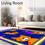 Orange Purple Cat Crew Collage Rug