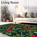 Red Cardinal Winter Nature Scene Rug