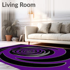 Vivid Purple Black Swirling Vortex Rug