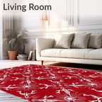 Crimson White Sunburst Medallion Rug