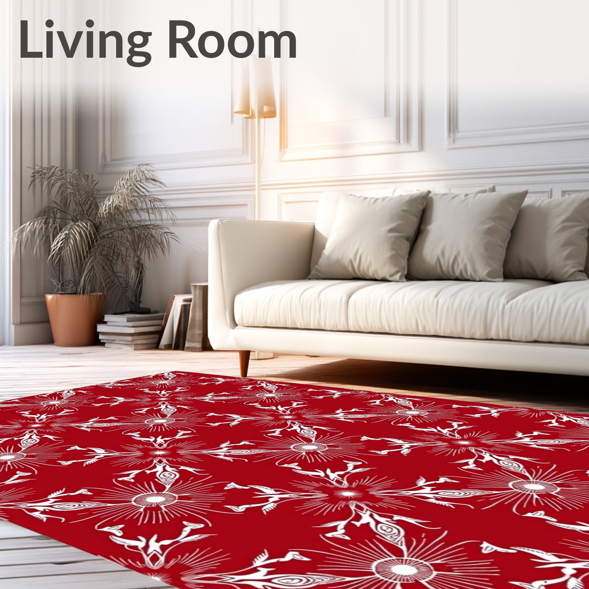 Crimson White Sunburst Medallion Rug