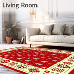 Red White Evergreen Border Medallion Rug