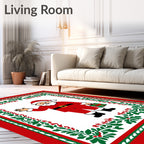 Festive Santa Claus Holly Border Rug