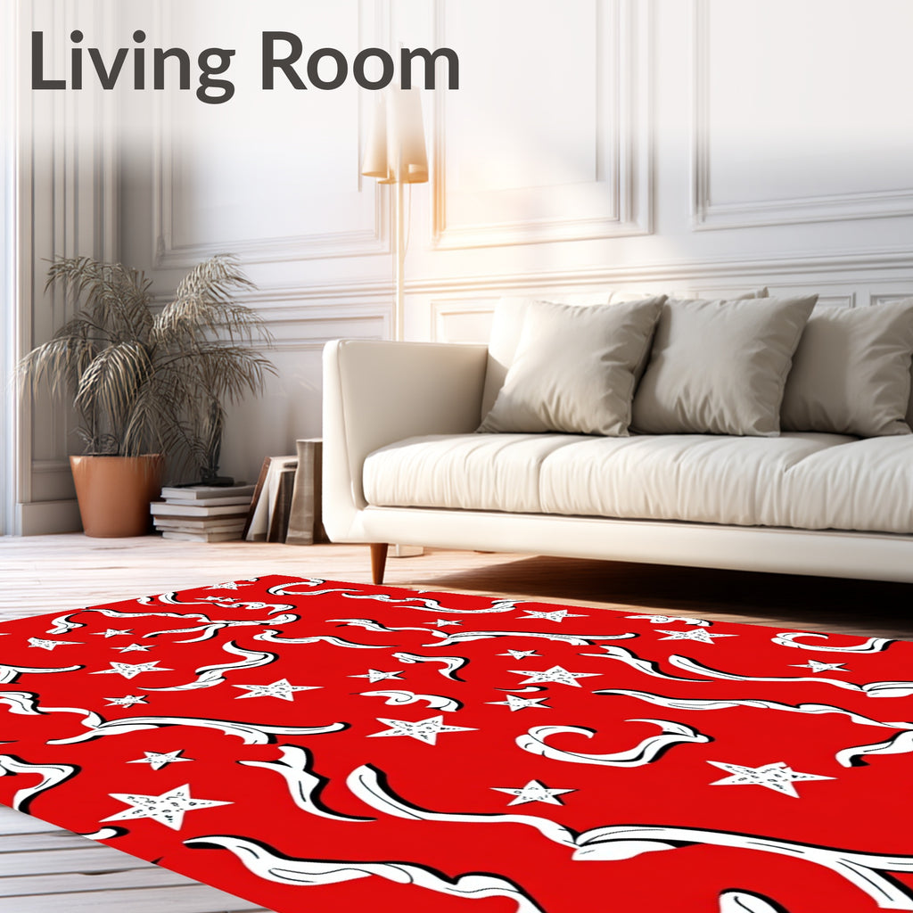 Crimson Star Whimsical Swirls Rug