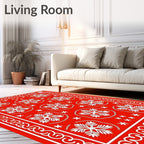 White Snowflake Medallion Red Rug