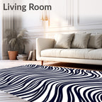 Deep Blue Abstract Wave Lines Rug