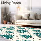 Teal Evergreen Forest Winter Stars Rug