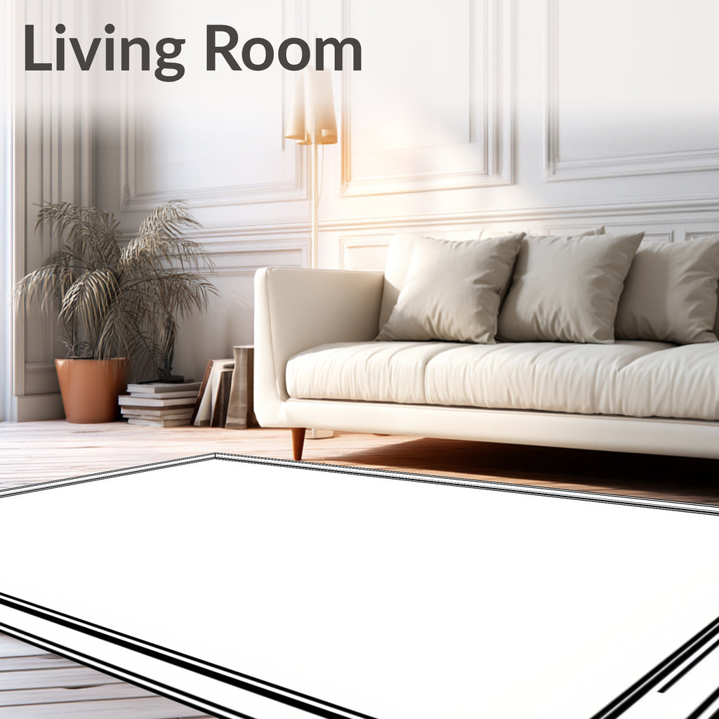Classic Black Double Striped Border Rug