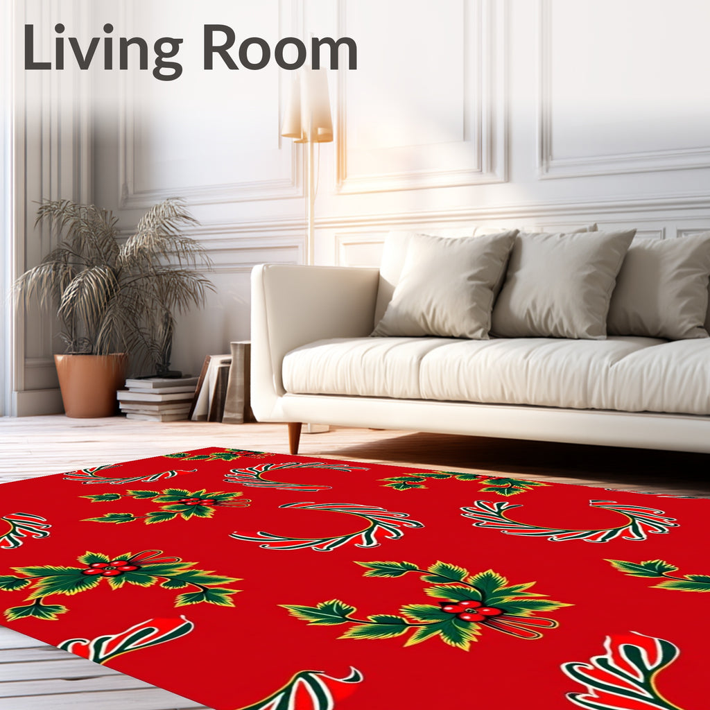 Festive Red Holly Berry Garland Rug