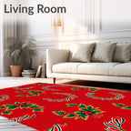 Festive Red Holly Berry Garland Rug