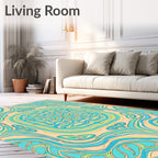 Azure Sea Swirl Mandala Rug