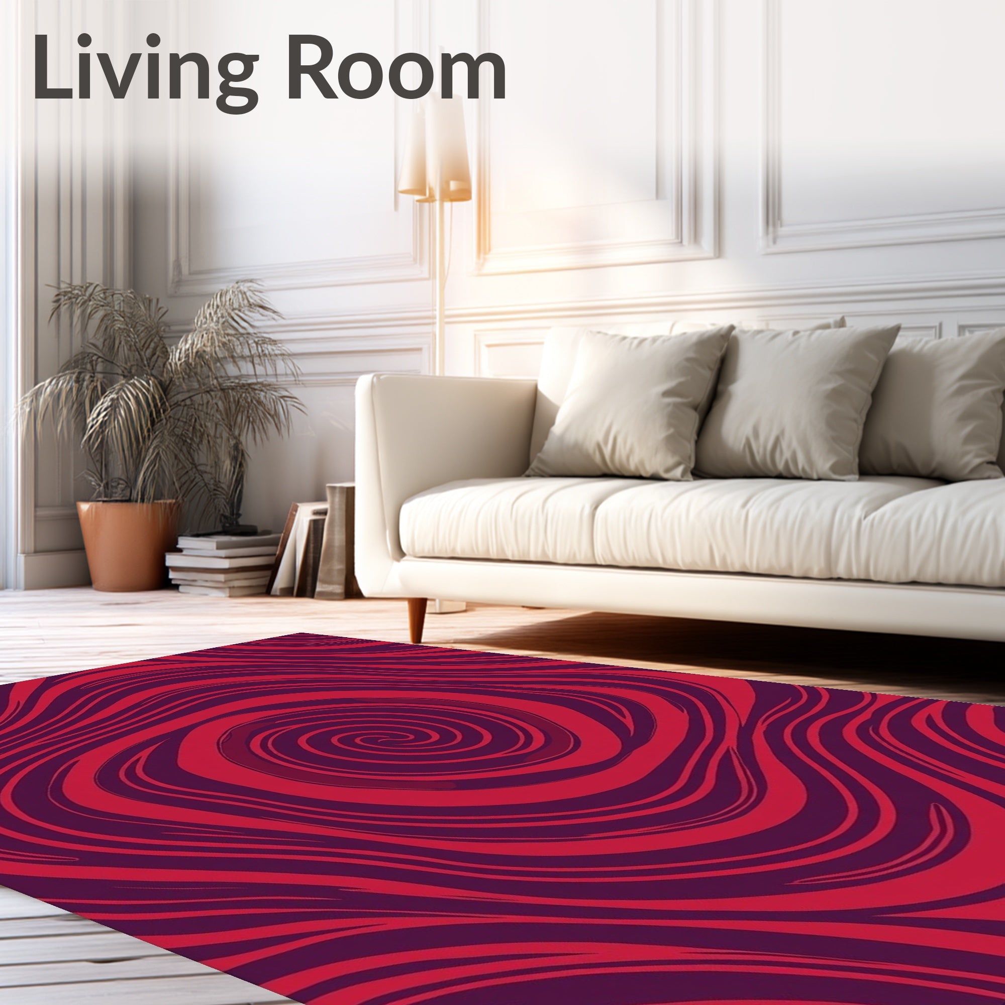 Crimson And Plum Swirl Abstract Rug